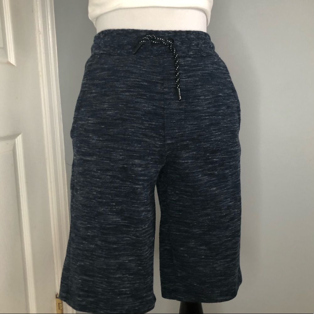 Heather Navy Drawstring Long Sweatshort - Picture 4 of 9